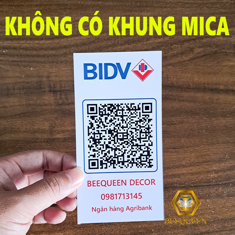 Bảng menu mica, mã QR code ngân hàng để bàn hoặc decal dán