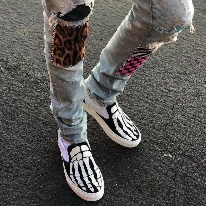 Giầy slipon xương Amiri - giày lười da hình xươg đế cao su non cao cấp 2023