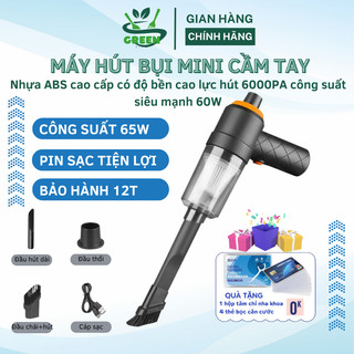 Máy hút bụi cầm tay mini, máy hút bụi mini không dây sạc pin công suất 60W lực hút lớn 6000PA không gây tiếng ồn