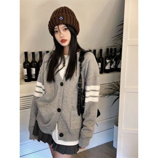  Áo Khoác Cardigan Len 3 Sọc Form Rộng Unisex Nam Nữ KUNSHOP 