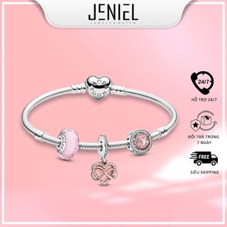Vòng tay Pandora kèm charm chủ đề tình yêu vô cực dành tặng bạn bè người thân - Lắc Tay Mix Charm Fullbox Bạc S925