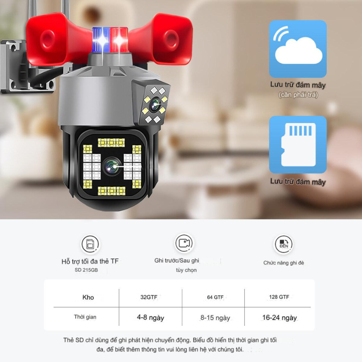 Camera Wifi Yoosee 2 Mắt Loa Kép Công Suất Lớn , Đèn Cảnh Báo 5.0MPX - 4K Siêu Nét ,  Đàm Thoại 2 Chiều, Thẻ nhớ 64GB