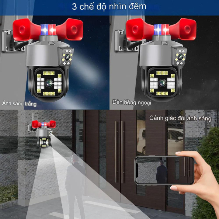 Camera Wifi Yoosee 2 Mắt Loa Kép Công Suất Lớn , Đèn Cảnh Báo 5.0MPX - 4K Siêu Nét ,  Đàm Thoại 2 Chiều, Thẻ nhớ 64GB