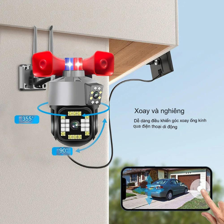 Camera Wifi Yoosee 2 Mắt Loa Kép Công Suất Lớn , Đèn Cảnh Báo 5.0MPX - 4K Siêu Nét ,  Đàm Thoại 2 Chiều, Thẻ nhớ 64GB