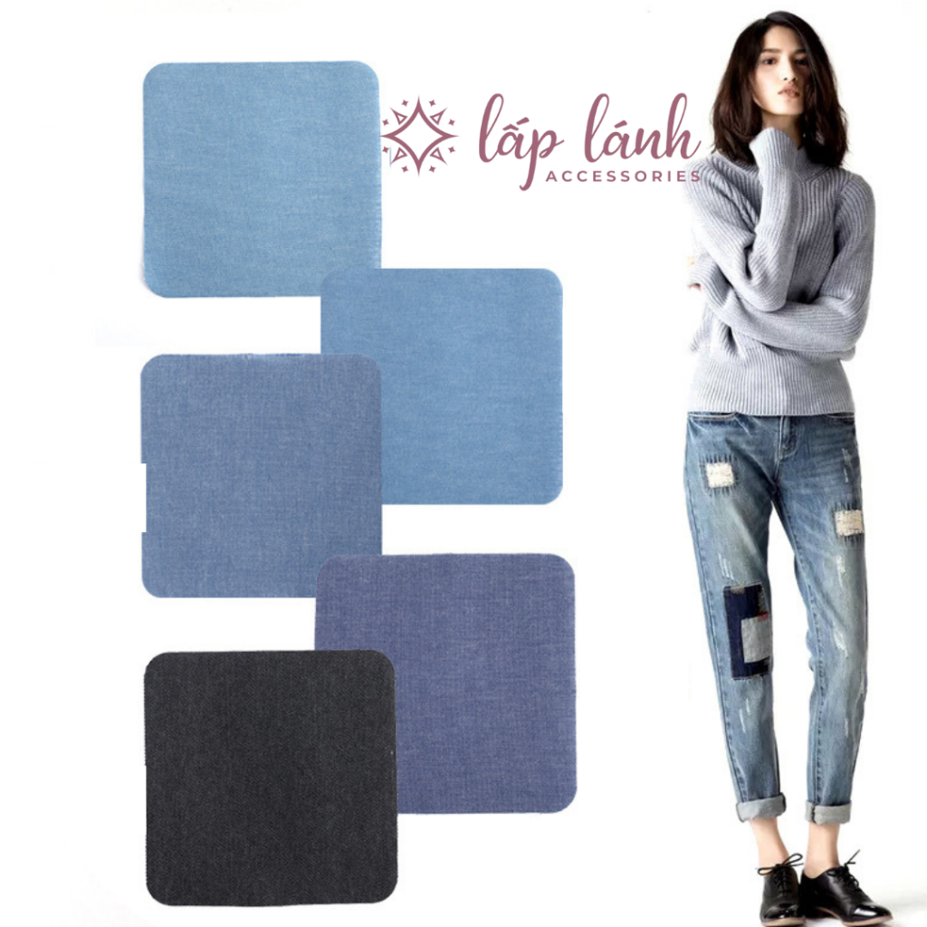 SET 5 MIẾNG DÁN VẢI DENIM VÁ ỦI SỬA CHỮA TRANG TRÍ QUẦN ÁO/ TÚI XÁCH/ MŨ/ ĐỒ JEAN TIỆN DỤNG 233MDQA