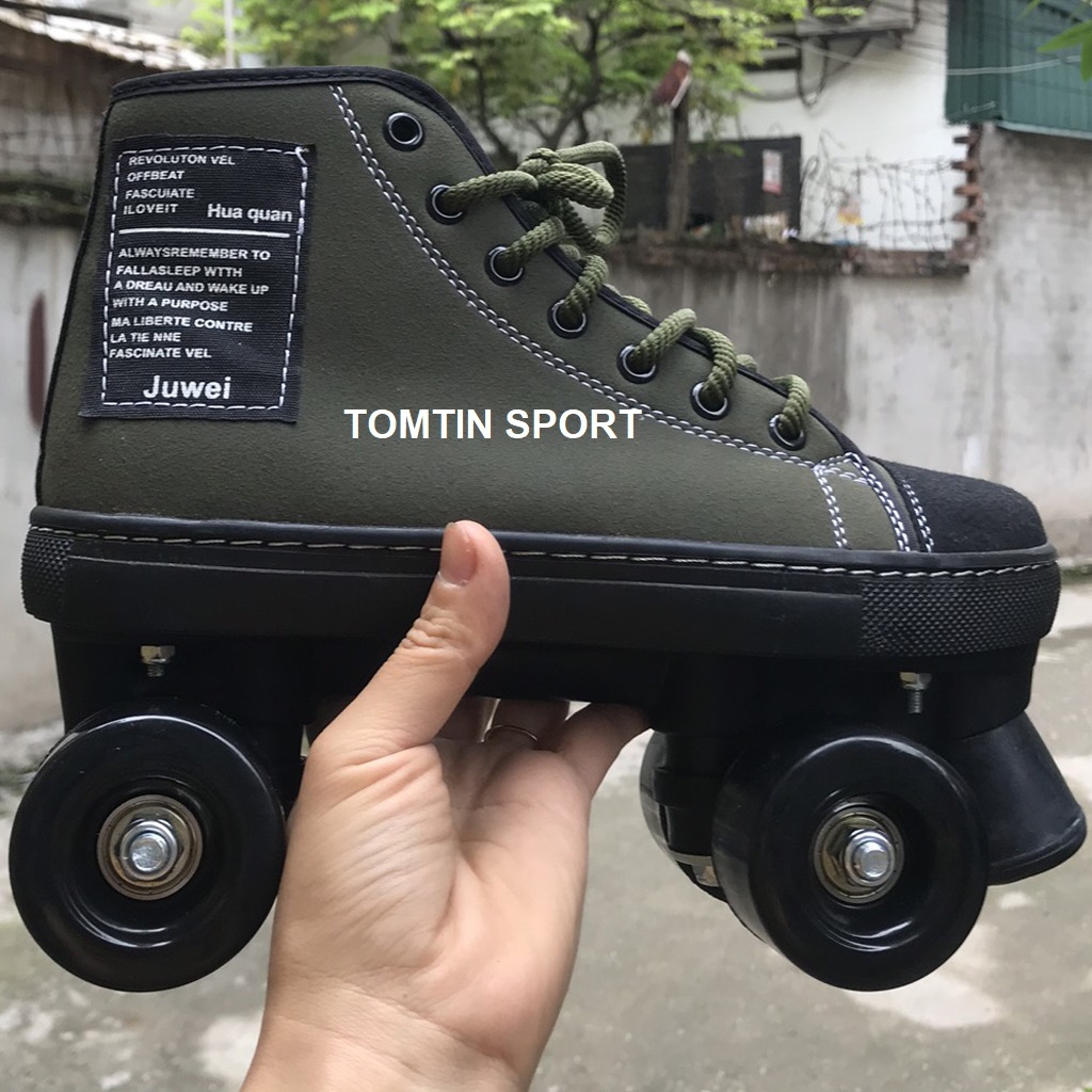 Giày patin 2 hàng bánh người lớn và thiếu niên đi được ngay không cần tập có size từ 37-44 Tomtin Sport