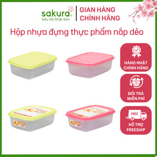 Hộp nhựa đựng thực phẩm nắp dẻo trắng xanh mint made in Japan đủ kích cỡ - Hàng Nhật nội địa