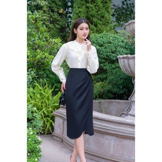 Áo sơ mi nữ cổ bèo tơ Nhật Chiffon