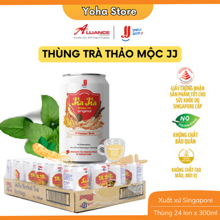   Kèm quà  Thùng Trà Thảo Mộc Nguyên Vị Jia Jia JJ  24 Lon x 300ml  - Thương hiệu Singapore 