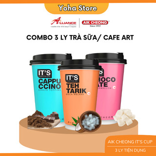 Combo 3 Ly Trà Sữa, Cà Phê Aik Cheong, Ly Tiện Dụng, Kèm Topping - Nhập khẩu Malaysia
