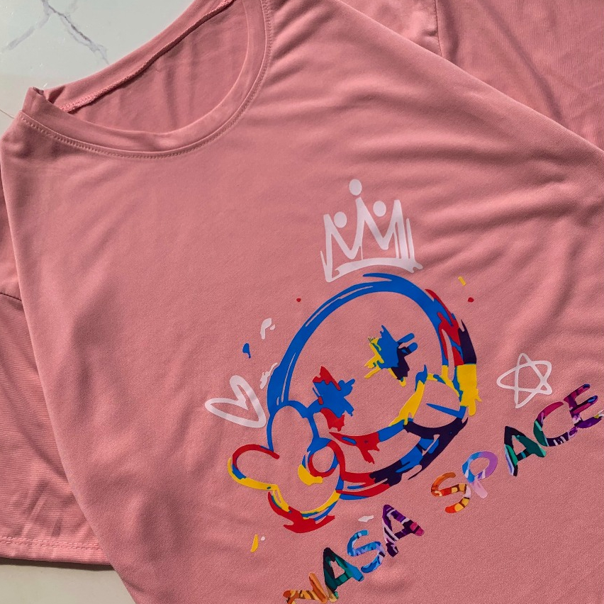 Áo Thun Unisex Ngắn Tay Cổ Tròn In Họa Tiết Dễ Thương Chữ NASASPACE Chất Cotton Thời Trang Zenkonu TOP NAM 293