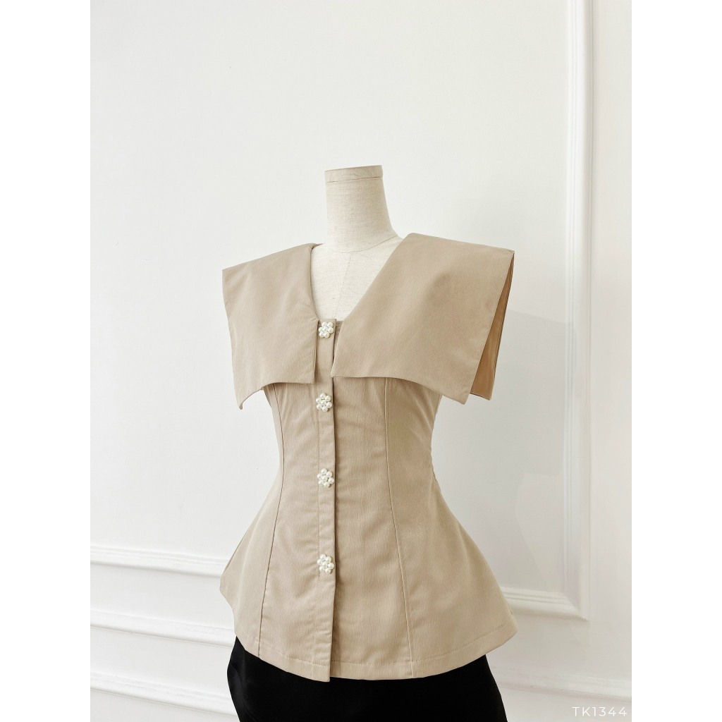 Áo peplum cổ V đắp vai thời trang công sở dự tiệc dạo phố thanh lịch