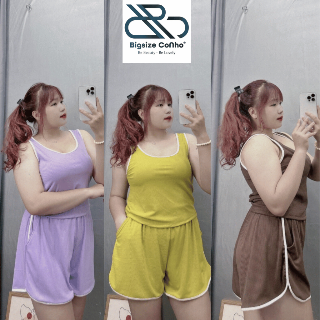 Set Bigsize Áo Ba Lỗ Viền Kèm Quần Đùi Chất Gân Tăm Co Giãn, Quần Short Áo Thun Bigsize Cô Nhỏ Siêu Hot SET33
