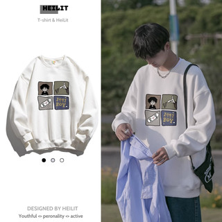 Áo Sweater Nam In Họa Tiết Chữ Số 10 HeiLit Nỉ Bông Form Rộng Cổ Tròn