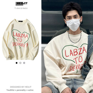 Áo Sweater Nam In Họa Tiết Hình Trái Tim LABZAA HeiLit Nỉ Bông Form Rộng Cổ Tròn