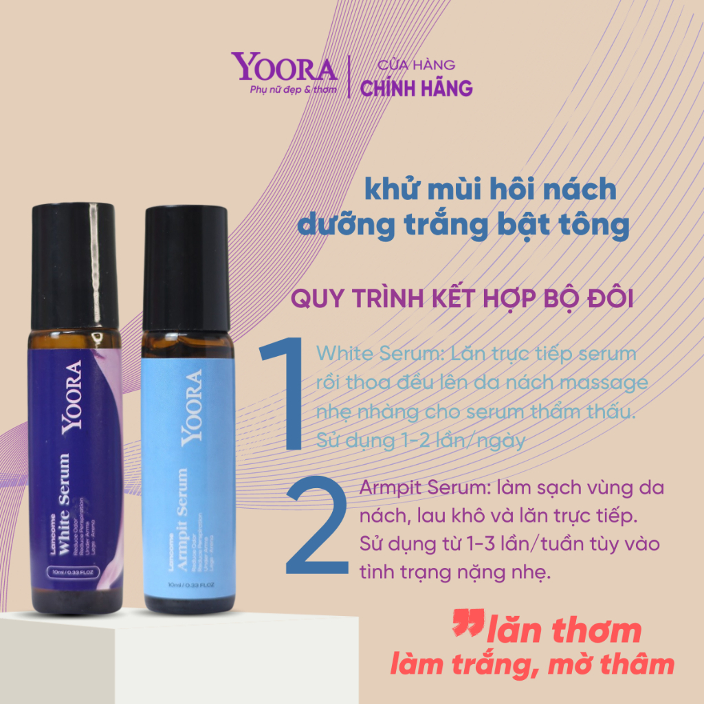 Combo 2 Son nách Yoora - Dưỡng trắng, mờ thâm & Khử mùi, ngăn tiết mồ hôi