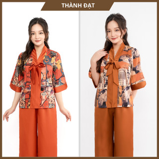 Đồ Lam Đi Chùa Nữ, Bộ Đi Chùa Lụa Nơ Chất  Mềm Mịn, Thoáng Mát,Mặc Cực Đẹp, Thoải Mái, Duyên Dáng Trẻ Trung_ Bộ Lụa Nơ