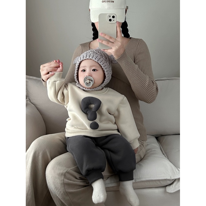 Bộ quần áo lót nỉ ấm cho bé mẫu mới đông 2023