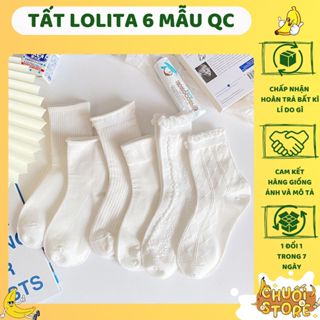 Tất Lolita nữ phong cách hàn quốc cổ cao chất liệu cotton thoáng khí phù hợp mang giày búp bê oxfod