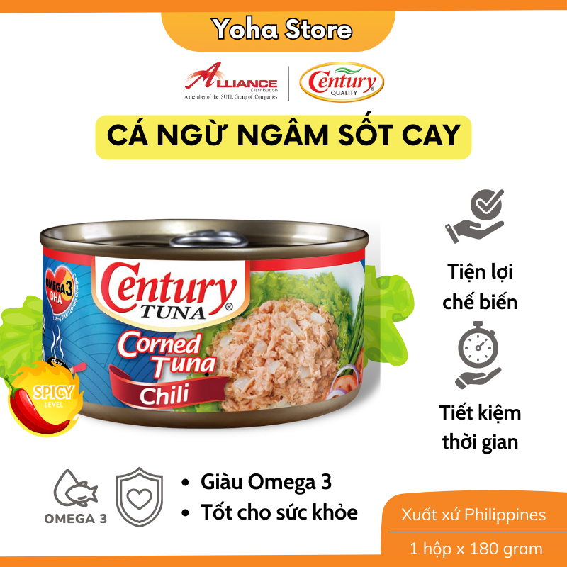 Cá ngừ ngâm sốt cay/không cay nhập khẩu Philippines - Khối lượng 180g