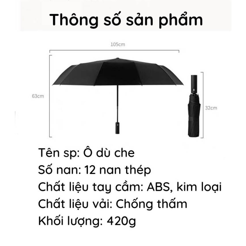 Ô Dù Cao Cấp Che Mưa Đi Nắng 12 Nan 8 Nan Mở Tự Động Gấp Nhỏ Gọn Cầm Tay 2 Chiều Cỡ Lớn To Cho Xe Hơi Ô Tô Chống Thấm