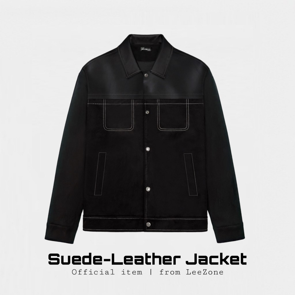 Áo khoác Da phối nam LeeZone cao cấp | Da lộn phối da PU