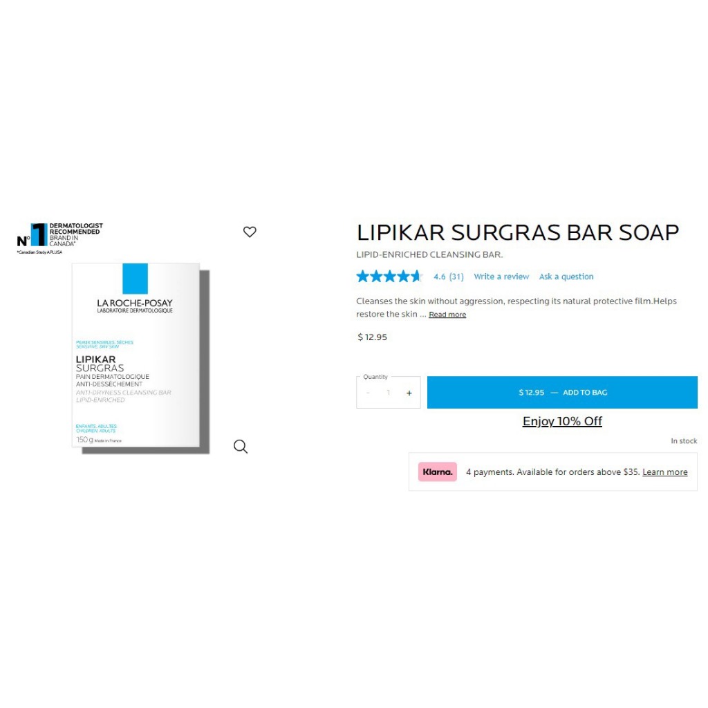 Xà bông dưỡng ẩm Lipikar Surgras La Roche Posay 150g