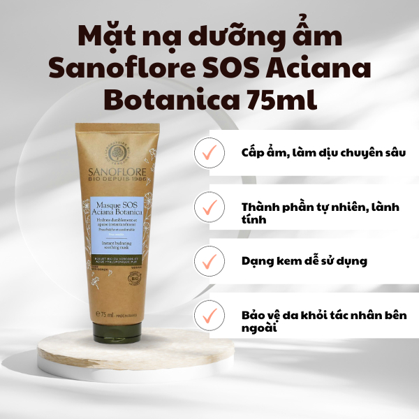 Mặt nạ dưỡng ẩm chuyên sâu Sanoflore SOS Aciana Botanica 75ml giúp da căng mọng