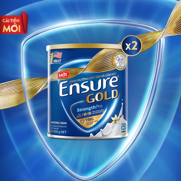 Combo 2 Lon Sữa bột Ensure Gold Abbott Hương Vani (HMB+YBG) 400g