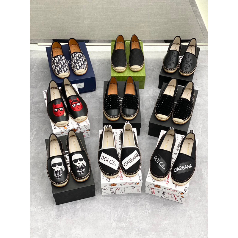 giày cói DG hình thêu mặt quỷ đỏ - giày lười cói hot trend ss2023