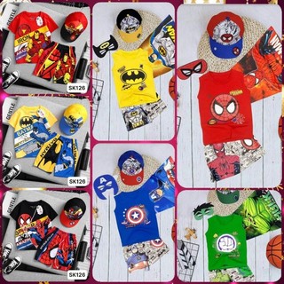 Sét đồ bộ siêu anh hùng người nhện spiderman tặng kèm nón cho bé trai samkids