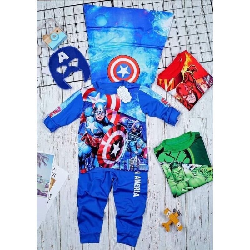 Bộ Quần Áo Dài Siêu Nhân,Siâu Anh Hùng Kèm Choàng, Mặt Nạ