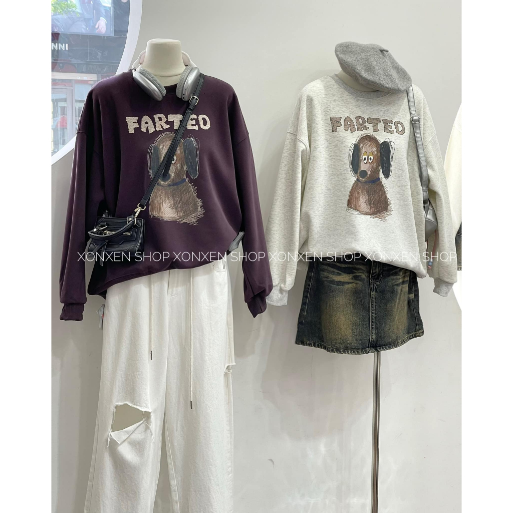 Áo thun sweater XONXEN SHOP QUY NHƠN hình con chó  , chât nỉ dày dặn, co dãn thoải mái mã 167
