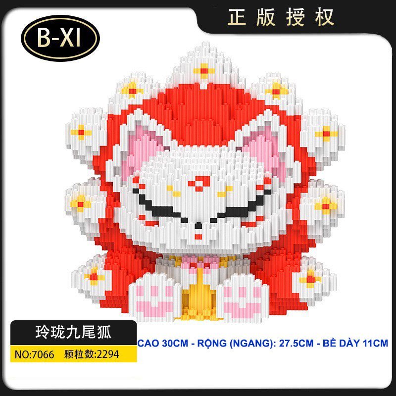 Xếp hình hồ ly 9 đuôi 33cm  hồ li 30cm Đồ chơi lắp ráp nano 3d mô hình bearbicks