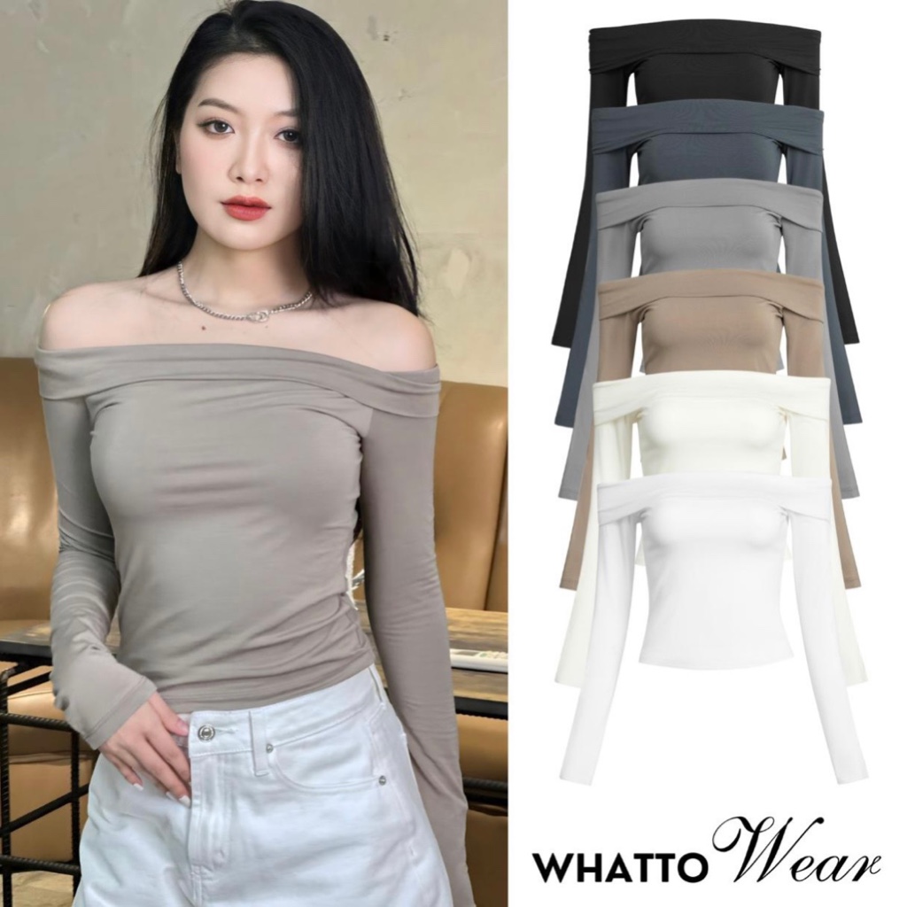 Áo trễ vai tay dài vải bamboo mịn mát - Whattowear