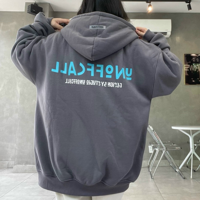 Áo khoác hoodie zip UNOFFCALL , Ao nỉ bông dày dặn có có khóa kéo form rộng unisex nam nữ