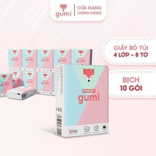 Khăn giấy bỏ túi Gumi (4 lớp) 10 gói mềm dai, khăn giấy bỏ túi cao cấp