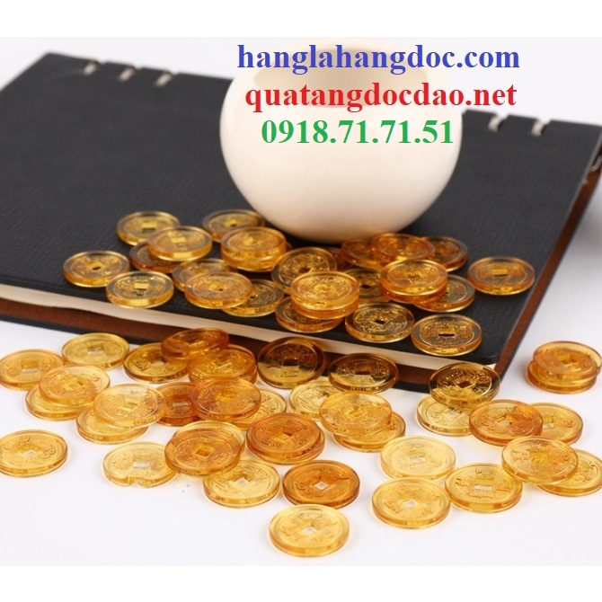 Combo 10 đồng xu Pha Lê trang trí thờ cúng phong thủy chiêu tài lộc, thần tài may mắn
