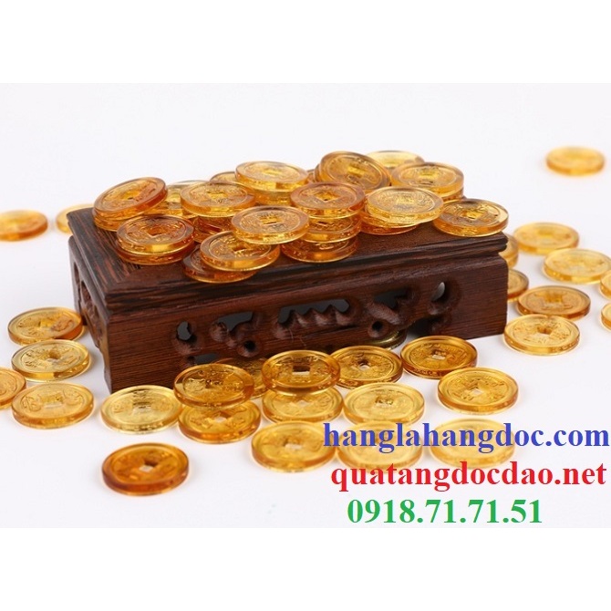 Combo 10 đồng xu Pha Lê trang trí thờ cúng phong thủy chiêu tài lộc, thần tài may mắn