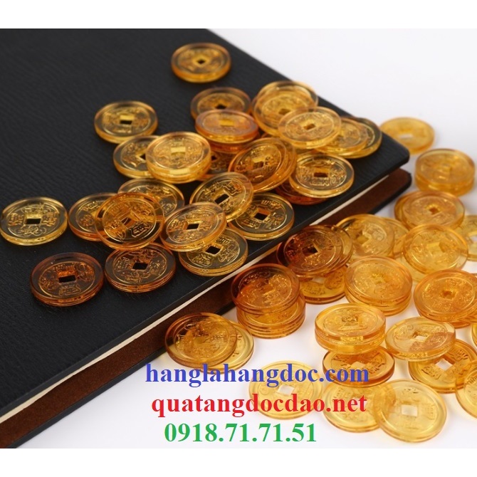 Combo 10 đồng xu Pha Lê trang trí thờ cúng phong thủy chiêu tài lộc, thần tài may mắn