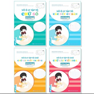 Sách - combo vở ô ly tập tô: chữ số, các nét cơ bản, chữ cái viết thường, chữ cái viết hoa