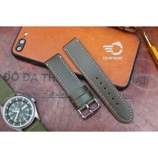 Dây đồng hồ da bò Pullup Handmade màu Xanh Rêu