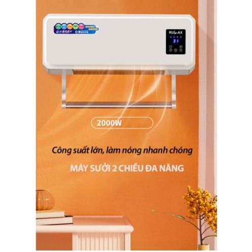 Máy Sưởi Gốm Ceramic Rulax Cao Cấp Làm Nóng Nhanh,Treo Tường Kèm Điều Khiển Từ Xa- Công Suất 2000W |BH 12 Tháng|