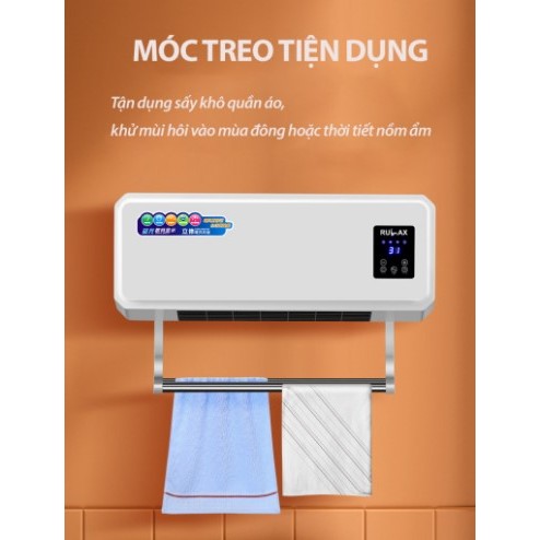 Máy Sưởi Gốm Ceramic Rulax Cao Cấp Làm Nóng Nhanh,Treo Tường Kèm Điều Khiển Từ Xa- Công Suất 2000W |BH 12 Tháng|