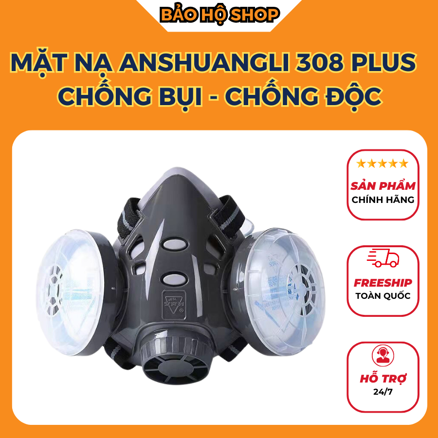 Mặt nạ chống độc Anshuangli 308 PLUS, mặt nạ chính hãng, phòng độc, phòng khói độc, chống khói độc đám cháy, chống bụi