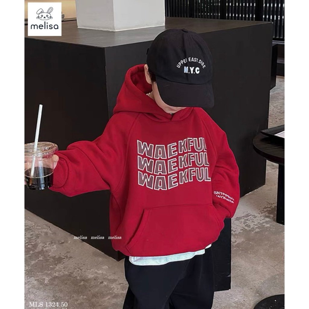 Bộ nỉ bông wakeful đỏ đen cho bé BML022