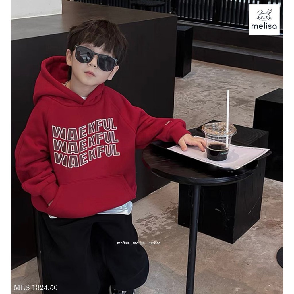 Bộ nỉ bông wakeful đỏ đen cho bé BML022