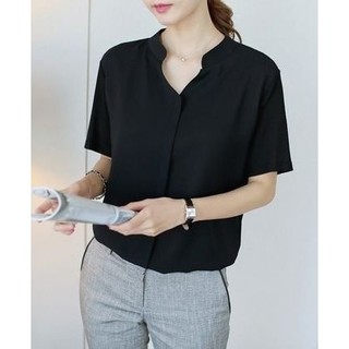 *Áo sơ mi cổ trụ tay lỡ kiểu dáng thanh lịch nhẹ nhàng