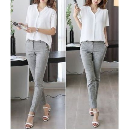 *Áo sơ mi cổ trụ tay lỡ kiểu dáng thanh lịch nhẹ nhàng