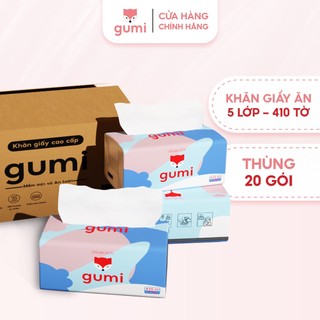 Thùng 20 gói giấy ăn Gumi 5 lớp, siêu dai dày dặn mềm mịn